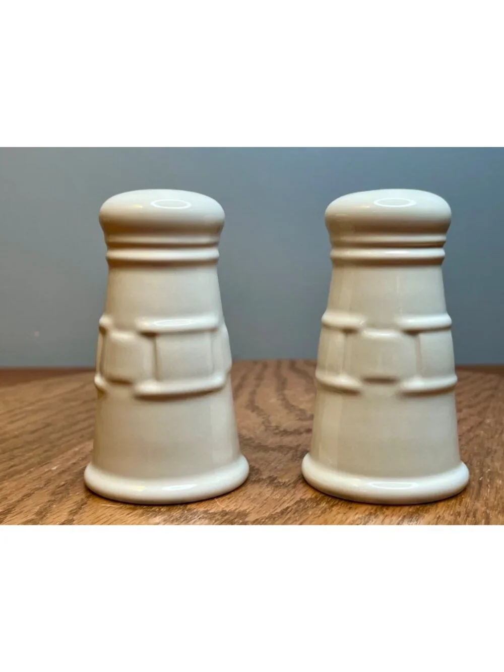 Vintage Longaberger Ivory Woven Traditions Tall Salt and Pepper Shakers